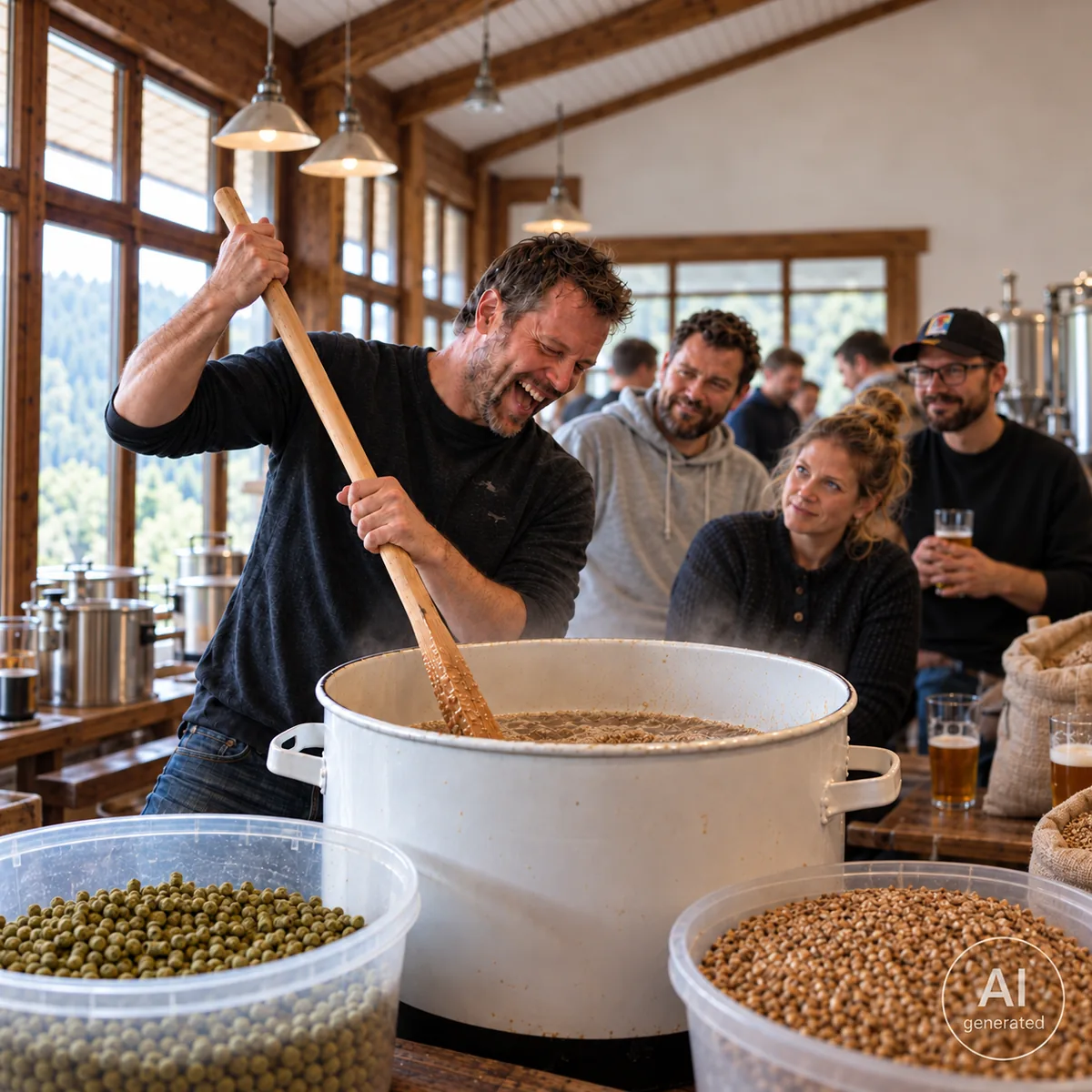 Echtes Brau-Handwerk am Paddel